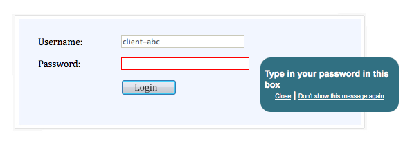 user login box